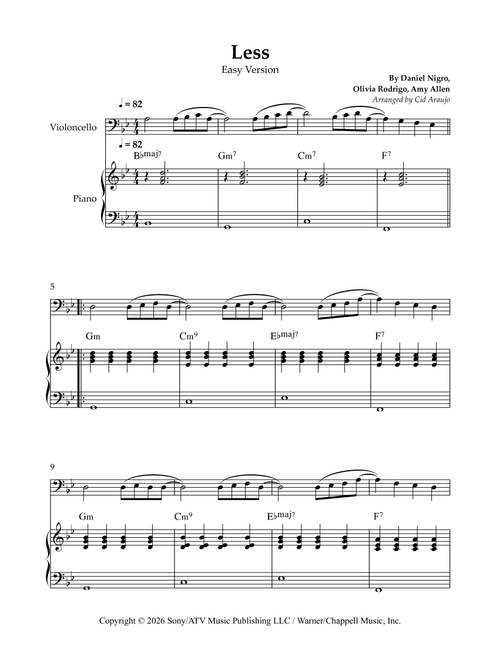 Less (Arr. Cid Araujo) - Olivia Rodrigo (Cello and Piano)