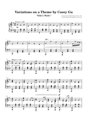 Casey Gu OneShot - Niko's Theme – Nightmargin (Casey Gu) Sheet Music for Piano ...