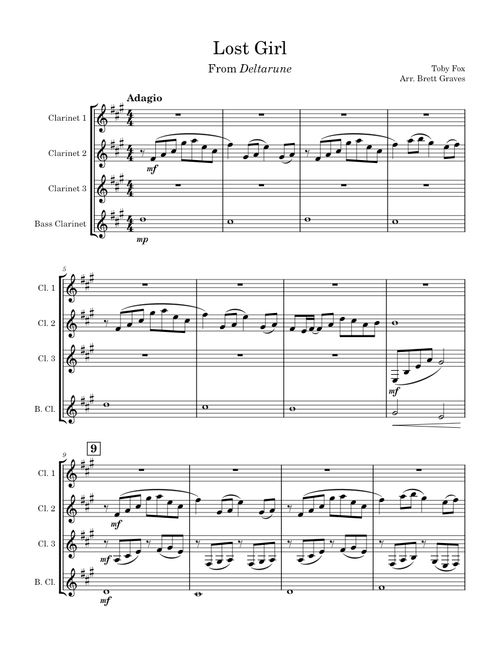 Lost Girl - Deltarune Clarinet Quartet