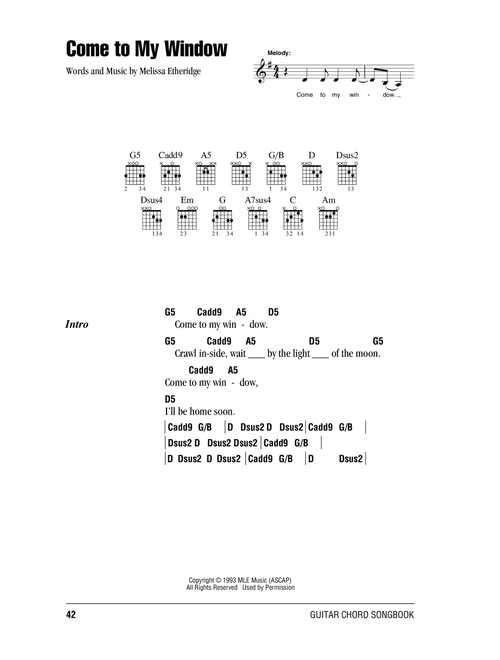 Come To My Window - Melissa Etheridge (Guitar Chords-Lyrics)
