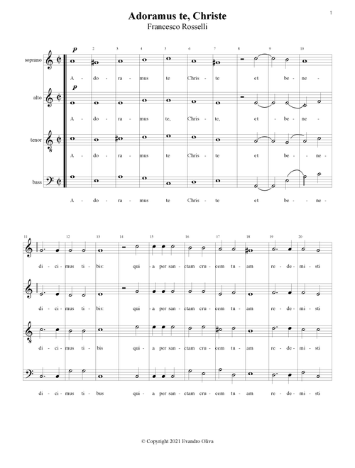 Adoramus te, Christe (Arr. Evandro Oliva) - Francesco Rosselli (Choral, SATB)