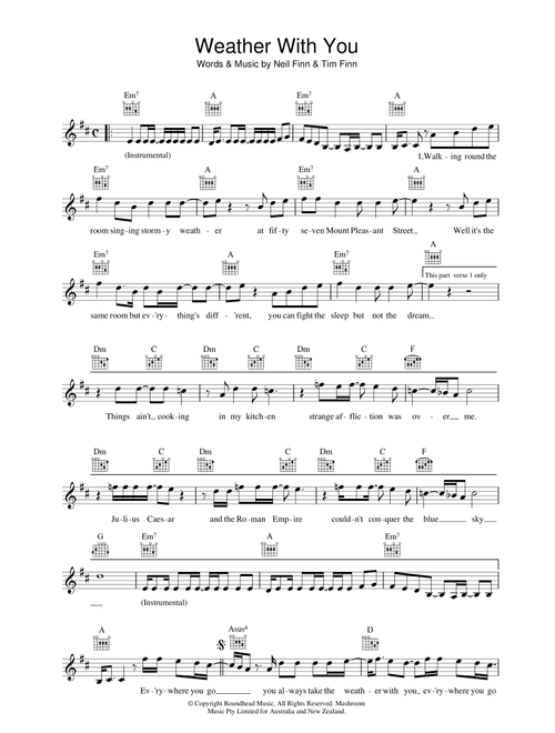 Weather With You - Crowded House (Lead Sheet - Fake Book)