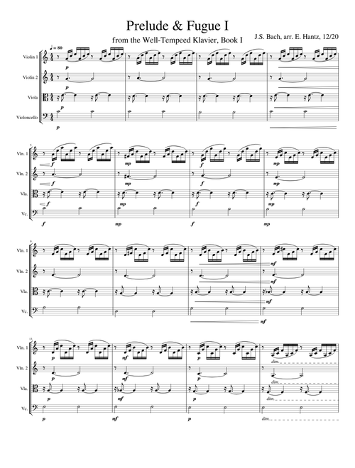 Prelude and Fugue I from the Well-Tempered Klavier, Bk. I – Johann Sebastian Bach