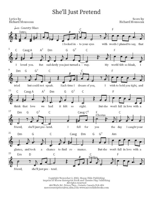 She'll Just Pretend (Arr. Richard Mousseau) - Rick Moose (Lead Sheet - Fake Book)