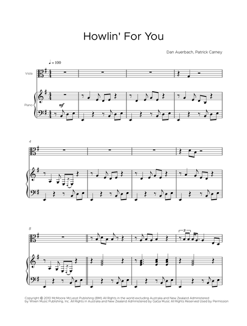 Howlin' For You (Arr. Bisdre Santos) - The Black Keys (Viola and Piano)