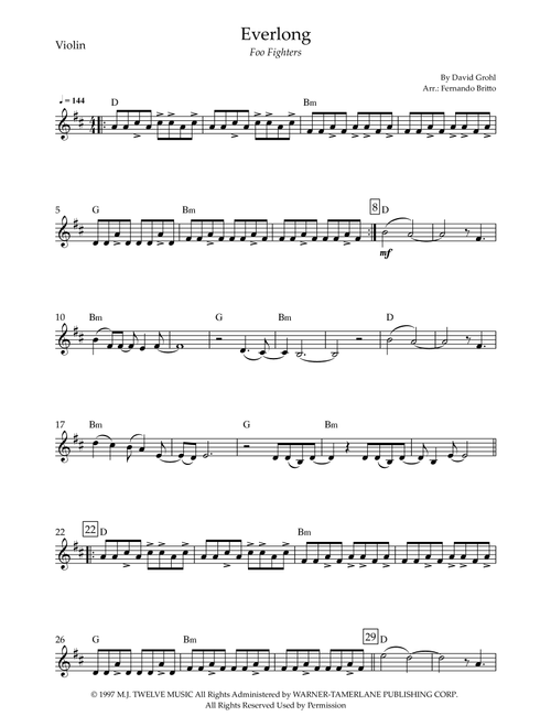 Everlong (Arr. Fernando Britto) - Foo Fighters (Violin Solo)