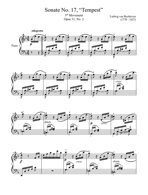 Sonate No. 17, “Tempest” 3rd Movement