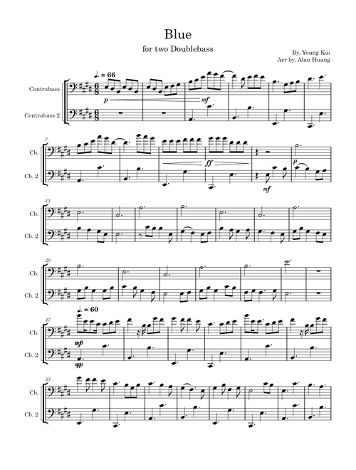 Blue – Yung Kai arranged for two doublebass