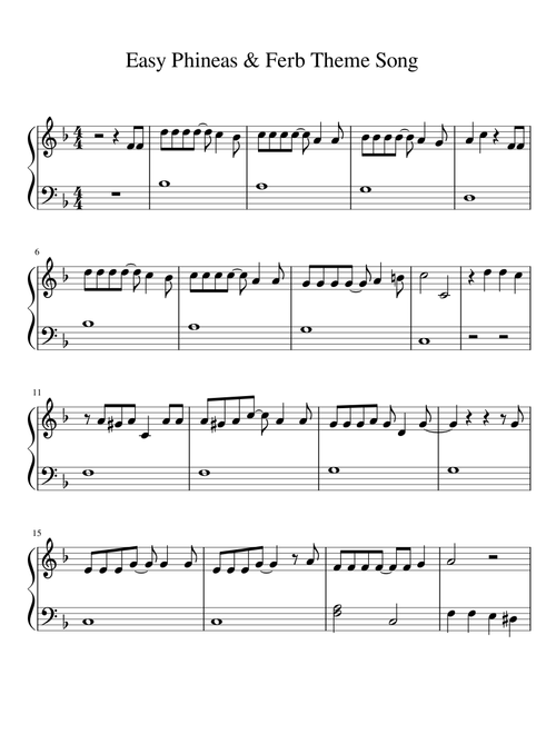 Phineas and Ferb- Easy Piano in F