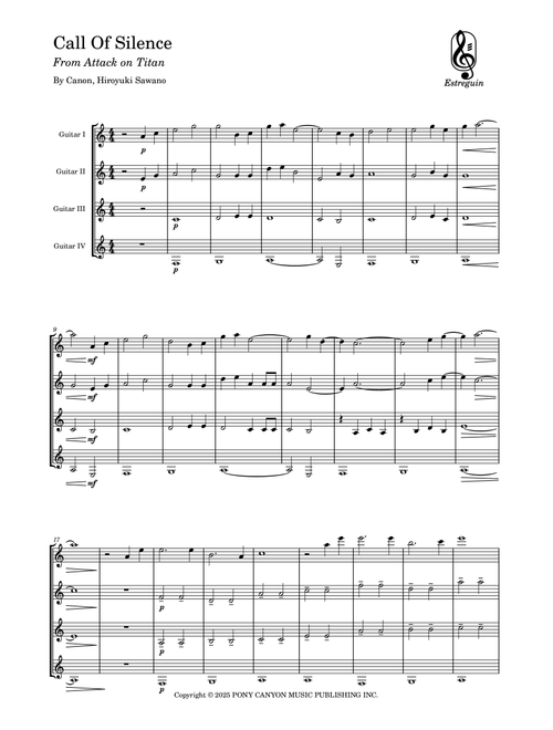 Call Of Silence (Arr. Estreguin) - Hiroyuki Sawano (Guitar Ensemble)
