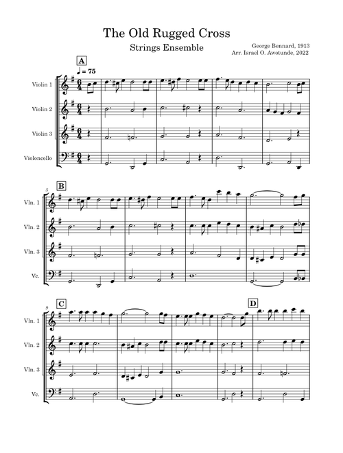The Old Rugged Cross – String Quartet