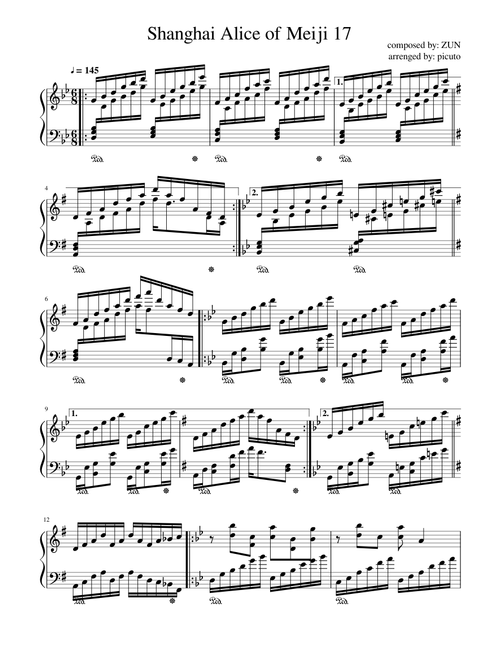 Toho/Touhou Hong Meiling's theme Shanghai Alice of Meiji 17 piano (東方 紅美鈴のテーマ 明治十七年の上海アリス ピアノ)