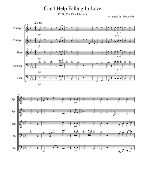 Cant help falling in love – brass quintet