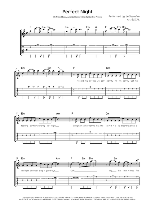 Perfect Night (Arr. Arr. Ed.CAL) - Le Sserafim (Guitar Tab)