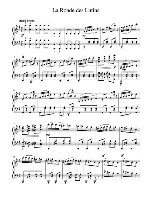 "La Ronde des Lutins" for solo piano