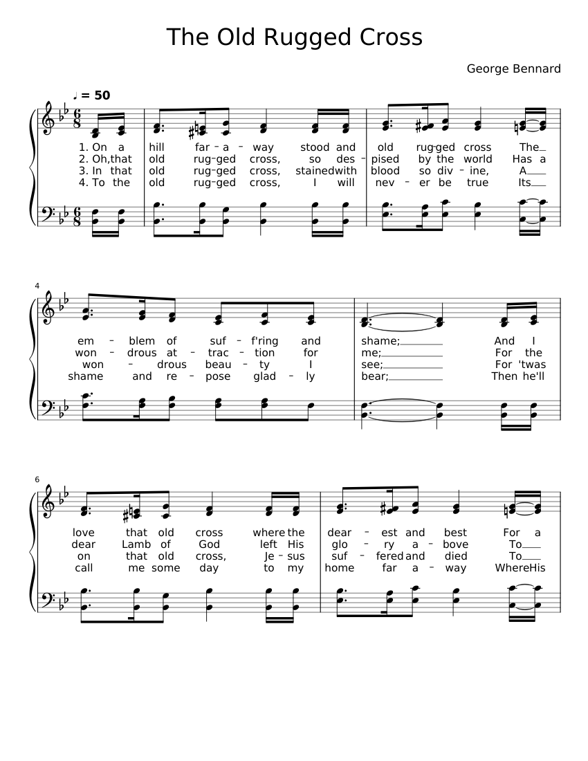 the-old-rugged-cross-sheet-music-for-piano-solo-easy-musescore
