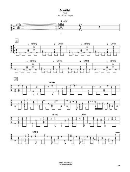Stinkfist (Arr. Rohan Hayes) - Tool (Solo Guitar)