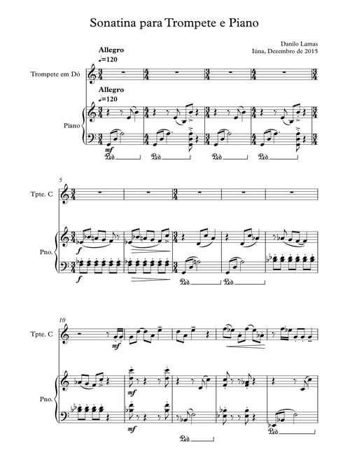 SONATINA For Trumpet and Piano by Danilo Lamas (Trumpet and Piano)