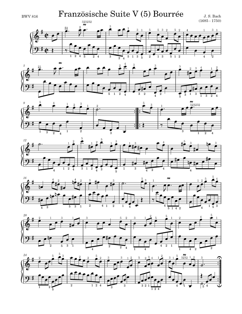 French Suite No.5 in G major, BWV 816 - J. S. Bach - (5) Bourée