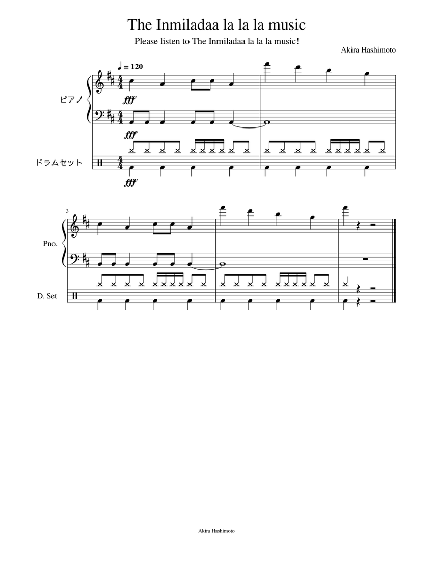 The Inmiladaa La La La Music Sheet Music For Piano Drum Group Mixed the-inmiladaa-la-la-la-music-sheet-music-for-piano-drum-group-mixed