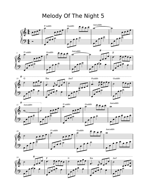 Melody Of The Night 5 – Piano tutorial Melody Of The Night 5