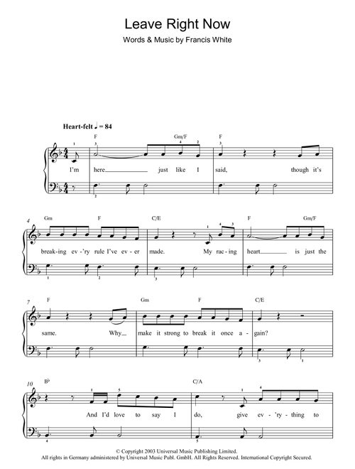 Leave Right Now - Will Young (Easy Piano)