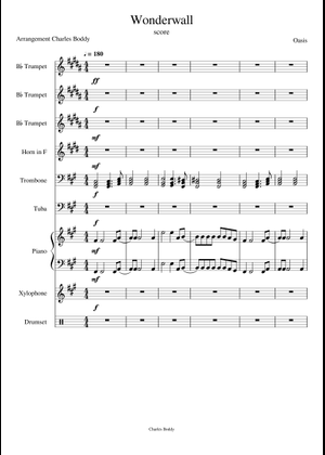 Wonderwall - Oasis Sheet Music for Trombone, Cornet, Trombone bass ...