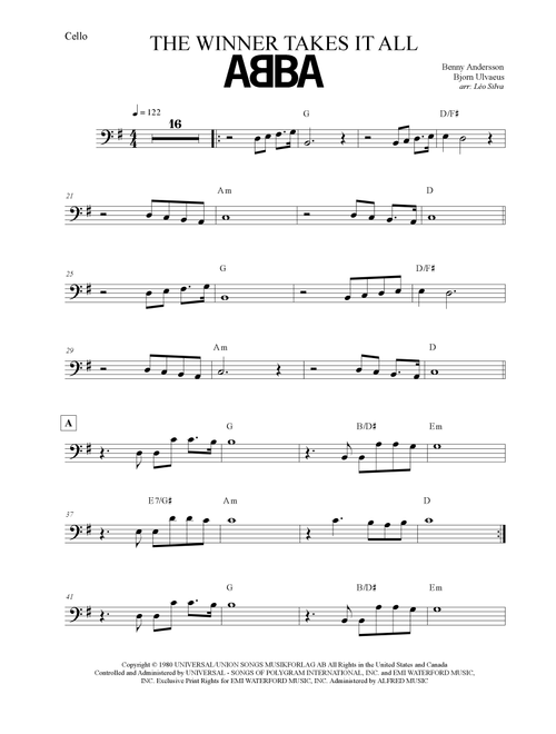 The Winner Takes It All (Arr. Leo Silva) - ABBA (Cello Solo)