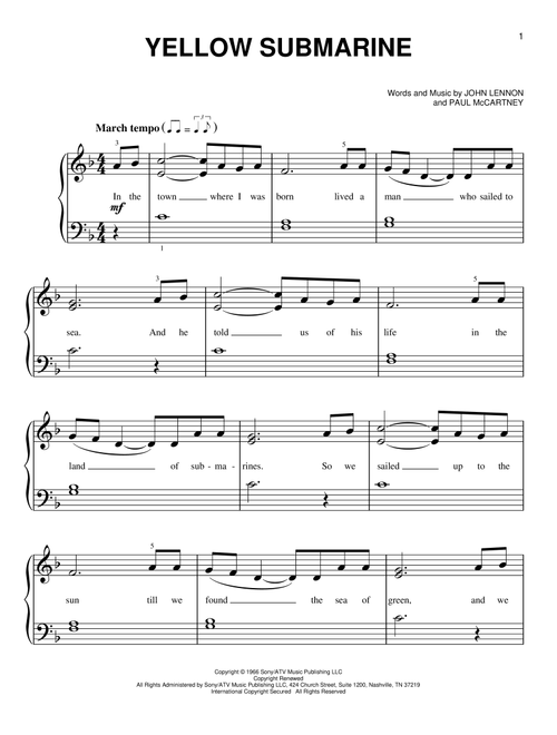 Yellow Submarine - The Beatles (Very Easy Piano)