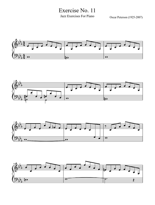 Oscar Peterson - Jazz Exercises for Piano - Exercise 11
