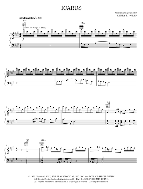 Icarus - Kansas (Piano-Vocal-Guitar)