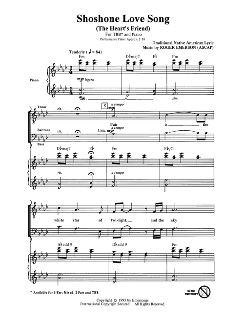 Shoshone Love Song (The Heart's Friend) - Roger Emerson (Choral, TBB)
