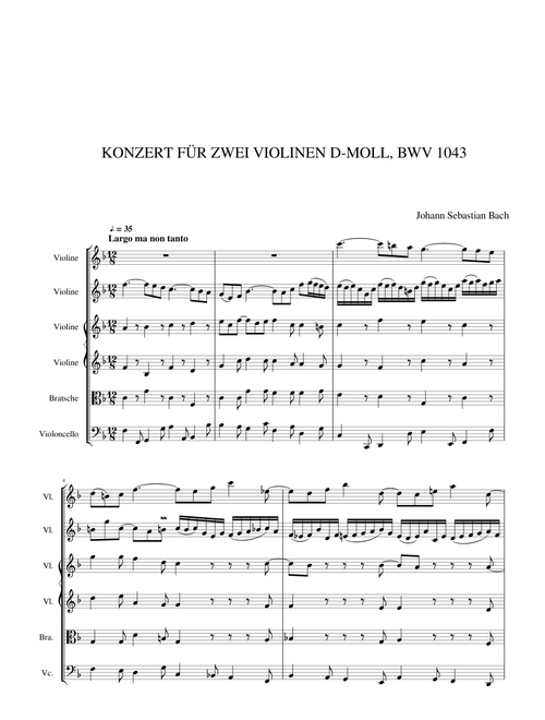 KONZERT FÜR ZWEI VIOLINEN D-MOLL, BWV 1043