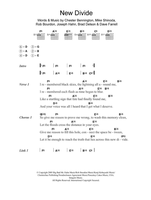 New Divide - Linkin Park (Guitar Chords-Lyrics)