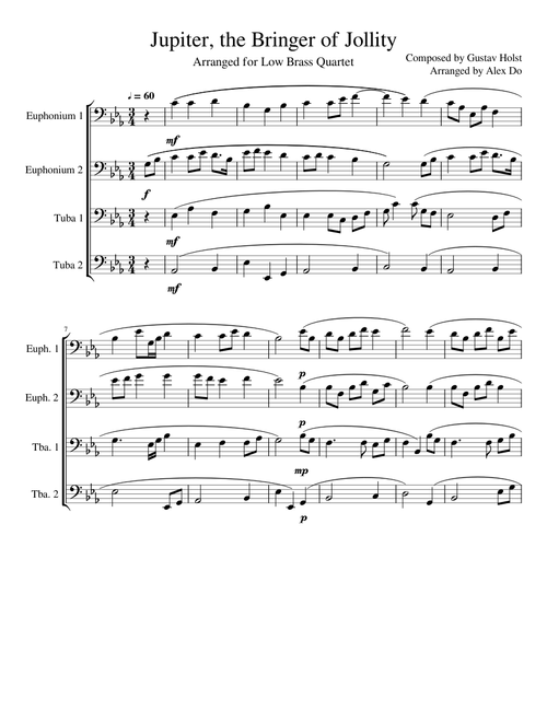 Jupiter, the Bringer of Jollity - for Low Brass Quartet
