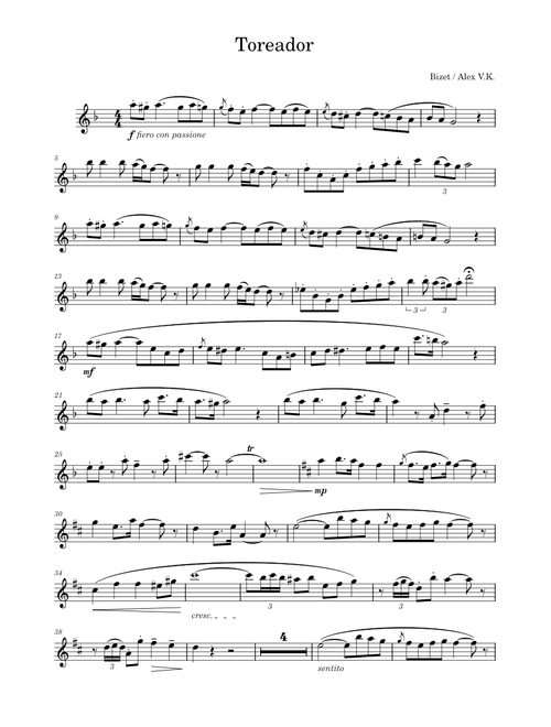 Toreador's March – Georges Bizet Toreador alto sax