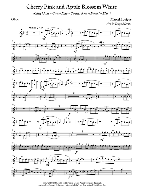 Cherry Pink And Apple Blossom White (Arr. Diego Marani) - Perez "Prez" Prado (Oboe and Piano)