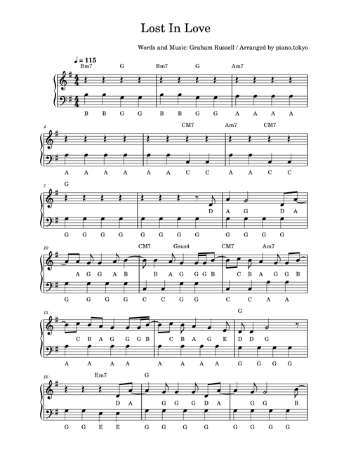 Lost In Love (Arr. piano.tokyo) - Air Supply (Piano Solo)