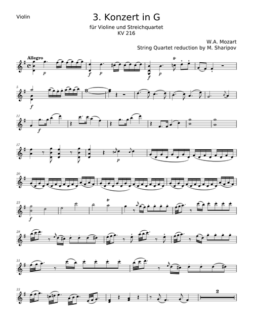 Violin Concerto No.3 in G major, K.216 - Wolfgang Amadeus Mozart