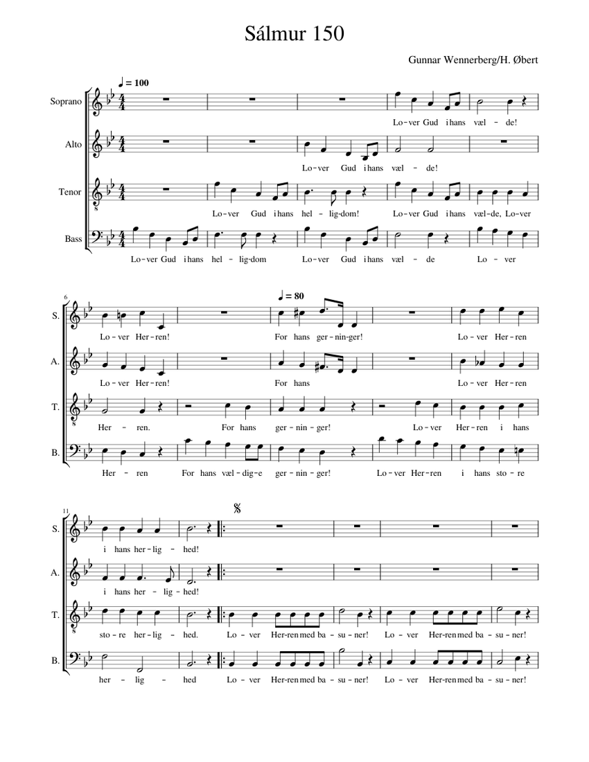 Sálmur 150 altstemman Sheet Music for Soprano, Alto, Tenor, Bass voice ...