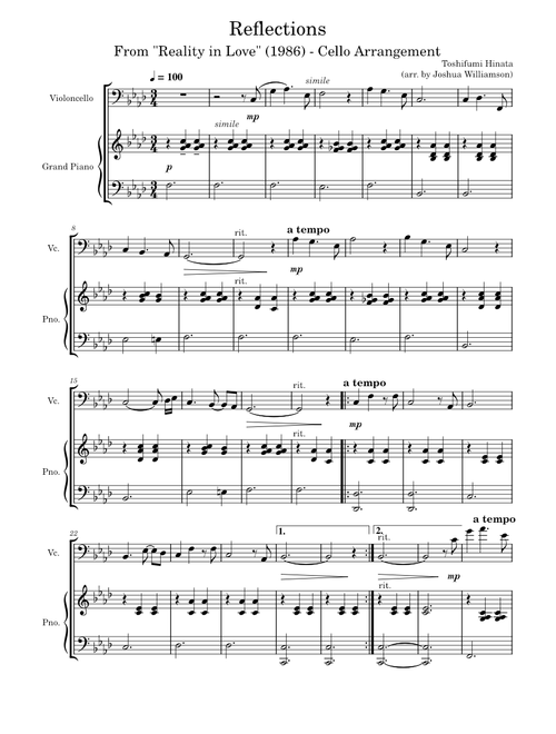 Reflections – Toshifumi Hinata Reflections - Toshifumi Hinata (Cello Arrangement)