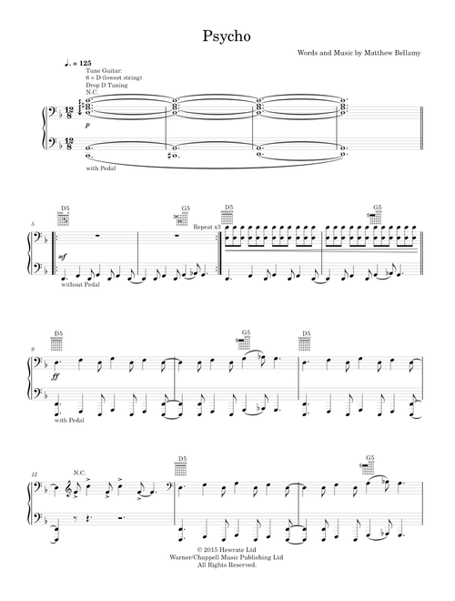 Psycho - Muse (Piano-Voice-Guitar)