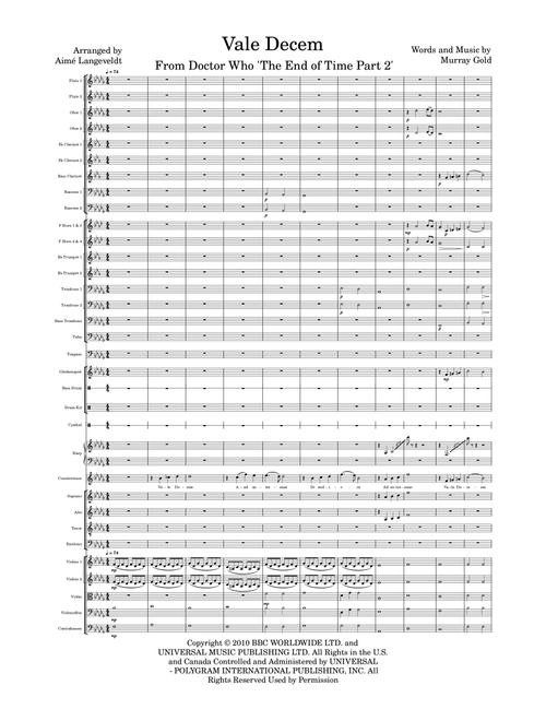Vale Decem (Arr. Aimé Langeveldt) - Murray Gold (Full Orchestra)