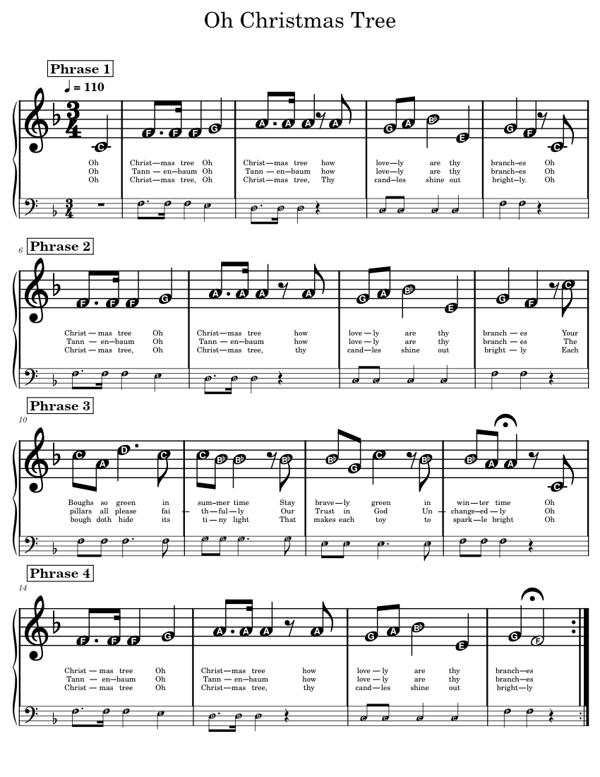 Oh christmas in the key of f