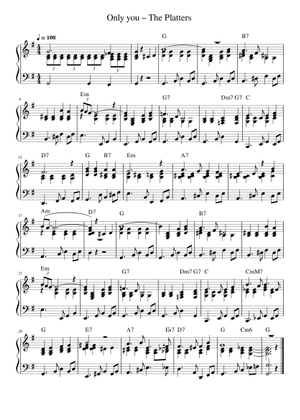 Only You - The Platters Sheet Music with Chords for Piano (Solo