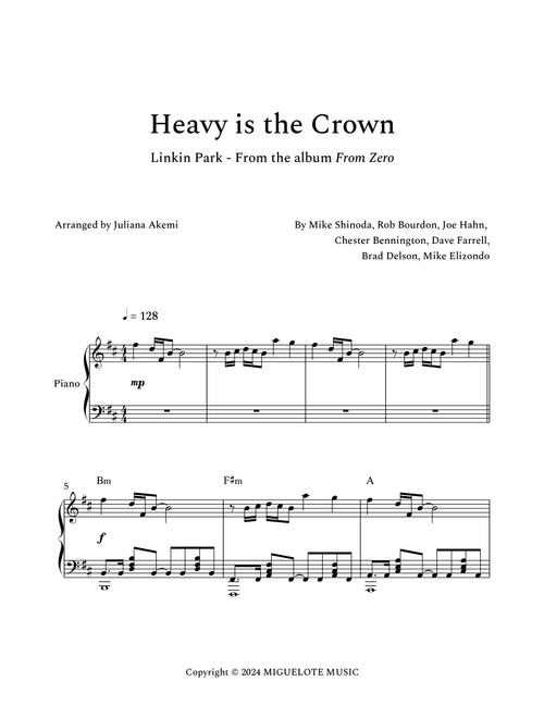 Heavy Is The Crown (Arr. Juliana Akemi) - Linkin Park (Piano Solo)