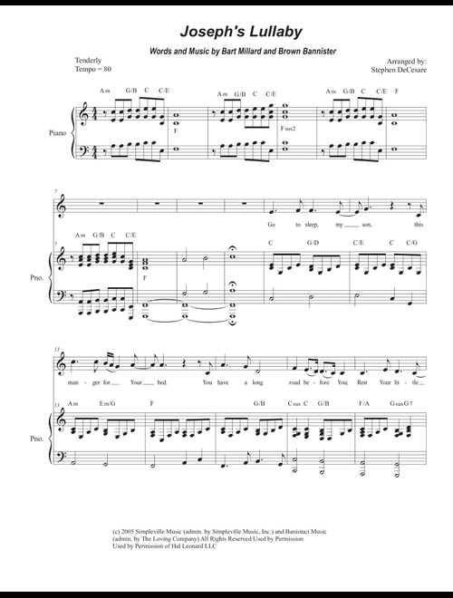 Joseph's Lullaby (Arr. Stephen DeCesare) - MercyMe (Choral, Unison)