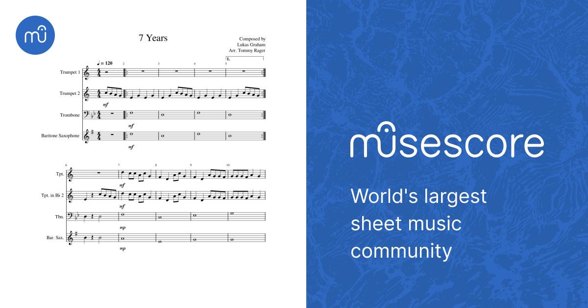 7 years Sheet Music for Trombone, Saxophone baritone, Trumpet