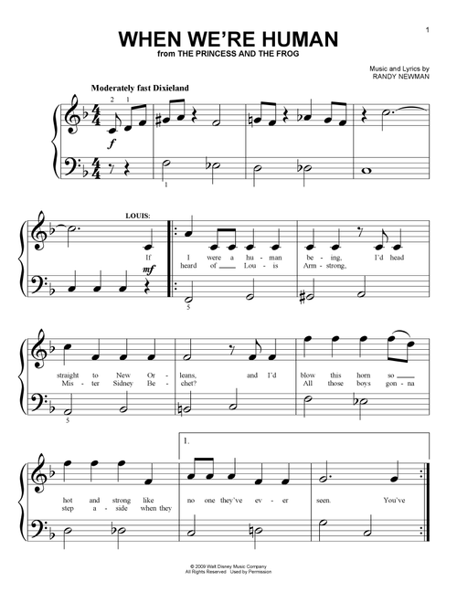 When We're Human (from The Princess And The Frog) - Randy Newman (Big Note Piano)
