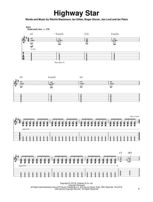 Highway Star - Deep Purple (Guitar Tab Play-Along)